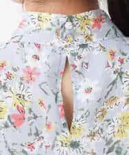 FKBDV07140 MK MICHEL KLEIN(MK ミッシェルクラン) 中花プリントシフォンブラウス/洗える ライトブルー