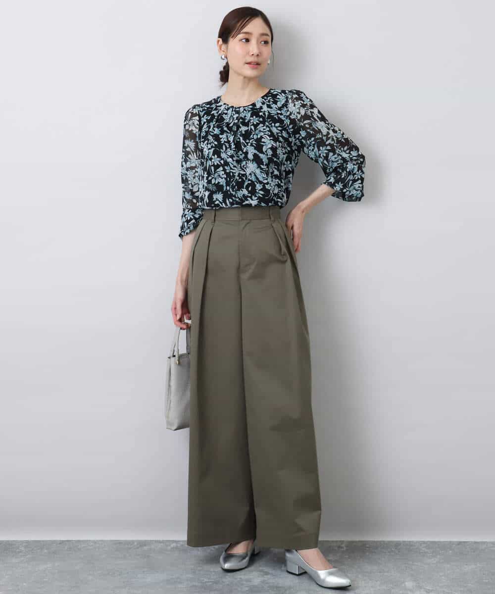 FKBFA07140 MK MICHEL KLEIN(MK ミッシェルクラン) 花柄シフォンブラウス/洗える アイボリー