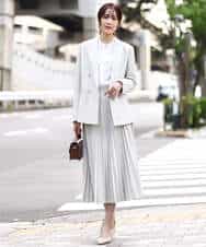 FKBFD10150 MK MICHEL KLEIN(MK ミッシェルクラン) ボウ付きバンドカラーブラウス/洗える ライトブルー