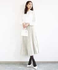 FKBFD10150 MK MICHEL KLEIN(MK ミッシェルクラン) ボウ付きバンドカラーブラウス/洗える ライトブルー