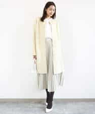 FKBFD10150 MK MICHEL KLEIN(MK ミッシェルクラン) ボウ付きバンドカラーブラウス/洗える ライトブルー