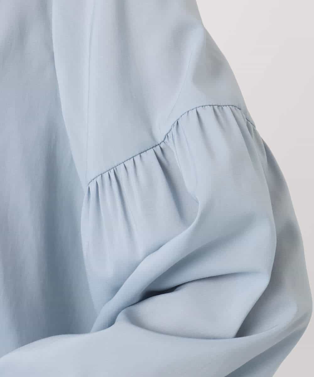 FKBFD10150 MK MICHEL KLEIN(MK ミッシェルクラン) ボウ付きバンドカラーブラウス/洗える ライトブルー