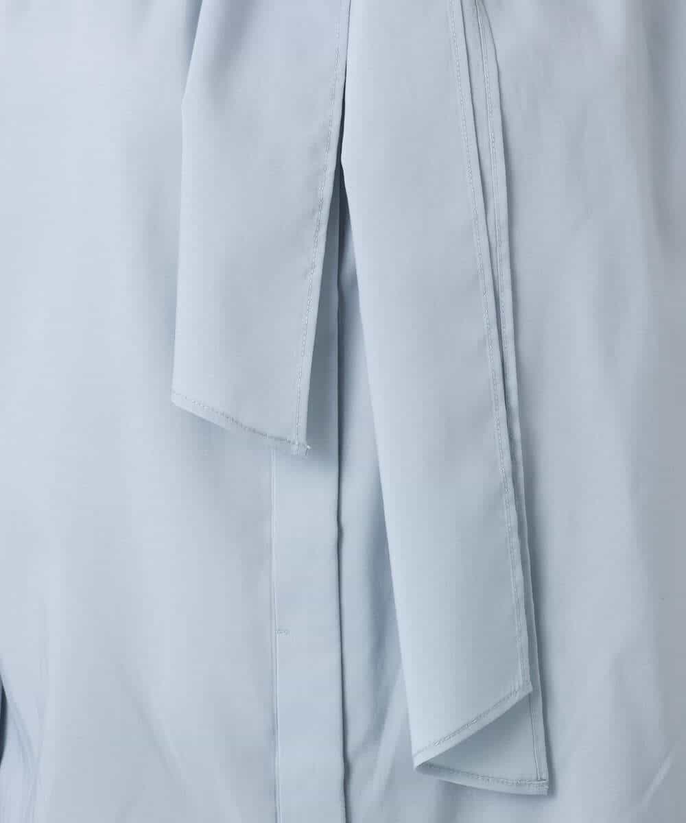 FKBFD10150 MK MICHEL KLEIN(MK ミッシェルクラン) ボウ付きバンドカラーブラウス/洗える ライトブルー