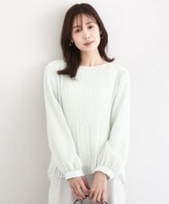 FKBFD12150 MK MICHEL KLEIN(MK ミッシェルクラン) プリーツデザインブラウス/洗える ライトグリーン