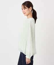 FKBFD12150 MK MICHEL KLEIN(MK ミッシェルクラン) プリーツデザインブラウス/洗える ライトグリーン