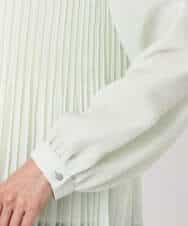 FKBFD12150 MK MICHEL KLEIN(MK ミッシェルクラン) プリーツデザインブラウス/洗える ライトグリーン