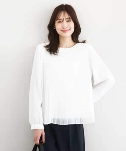 FKBFD12150 MK MICHEL KLEIN プリーツデザインブラウス/洗える