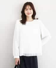 FKBFD12150 MK MICHEL KLEIN(MK ミッシェルクラン) プリーツデザインブラウス/洗える ホワイト