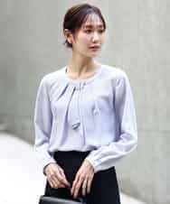 FKBFD66140 MK MICHEL KLEIN(MK ミッシェルクラン) マルチwayボウタイブラウス/洗える ライトブルー