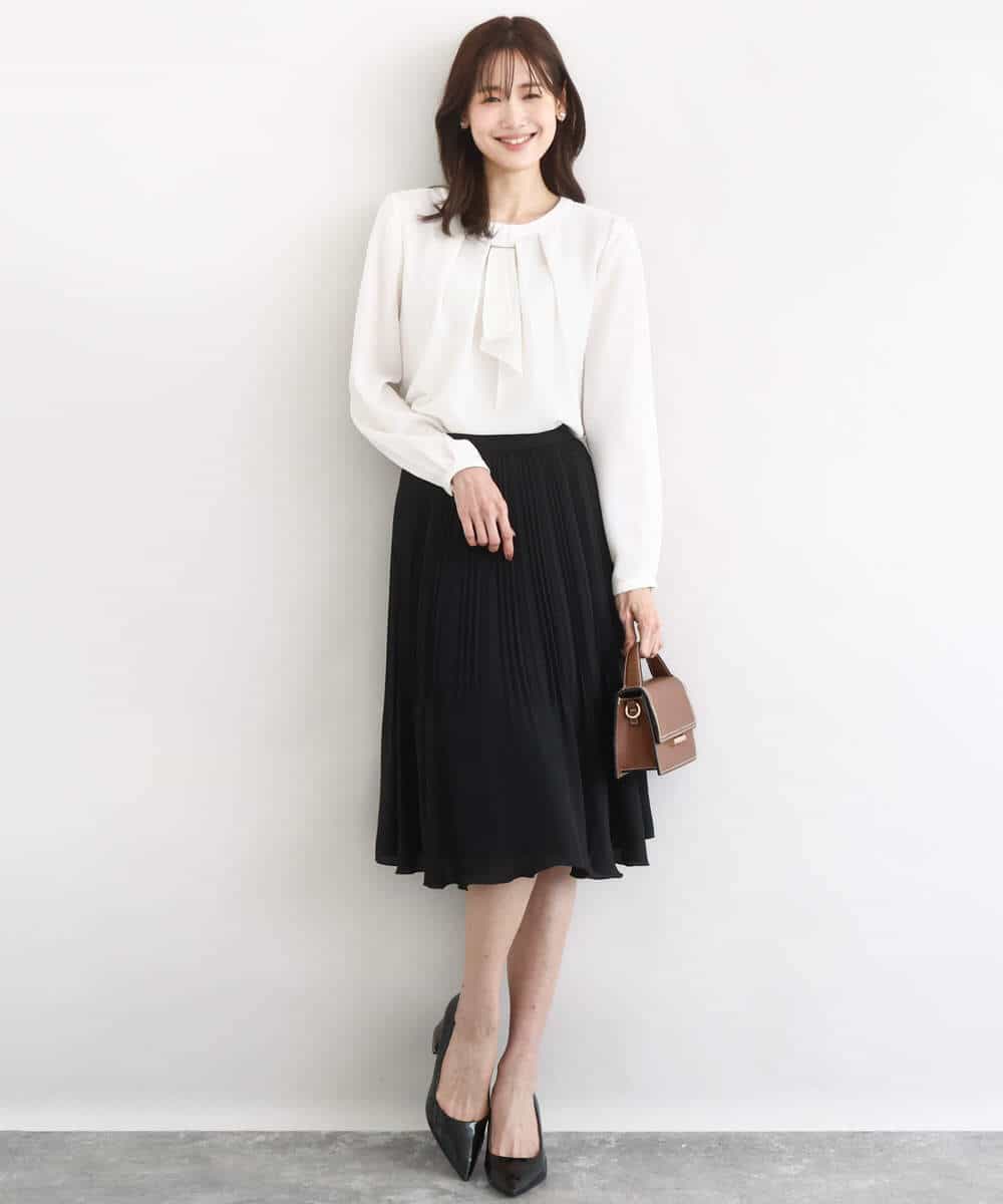 FKBFD66140 MK MICHEL KLEIN(MK ミッシェルクラン) マルチwayボウタイブラウス/洗える ライトブルー