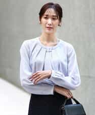 FKBFD66140 MK MICHEL KLEIN(MK ミッシェルクラン) マルチwayボウタイブラウス/洗える ライトブルー