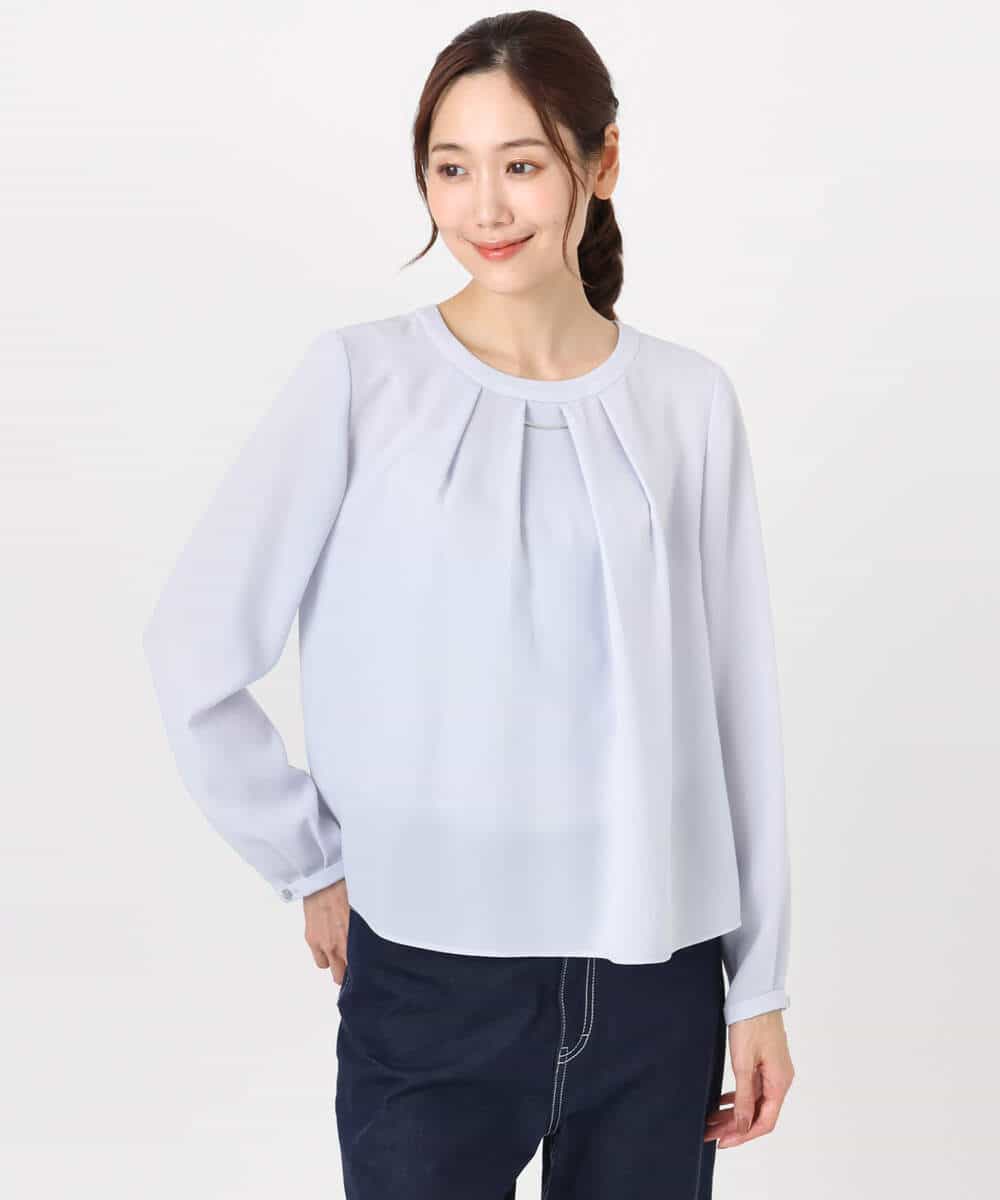 FKBFD66140 MK MICHEL KLEIN(MK ミッシェルクラン) マルチwayボウタイブラウス/洗える ライトブルー