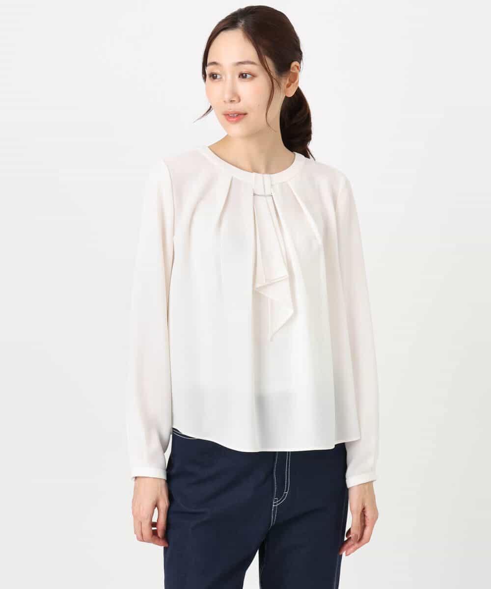 FKBFD66140 MK MICHEL KLEIN(MK ミッシェルクラン) マルチwayボウタイブラウス/洗える ライトブルー