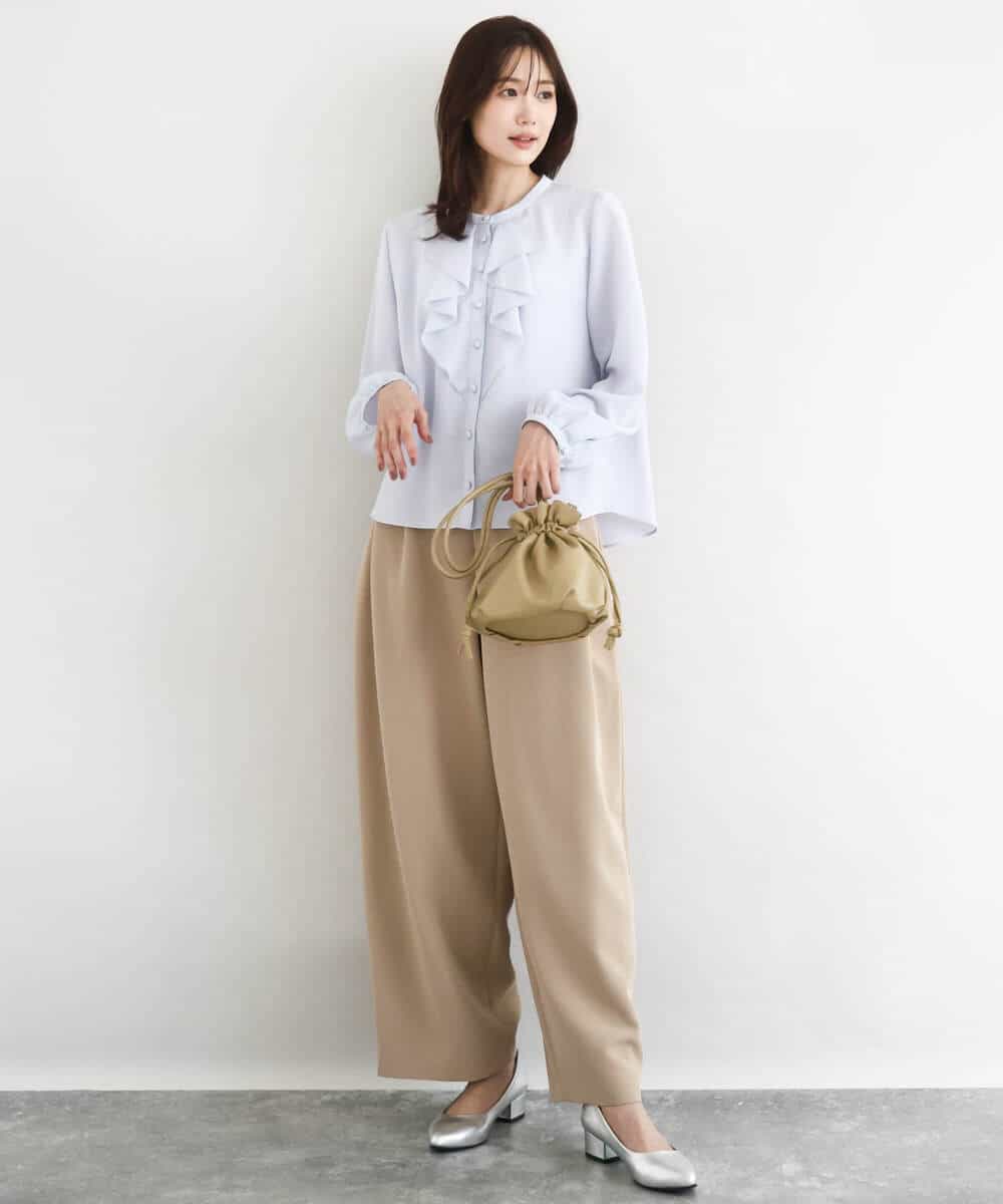 FKBFD68150 MK MICHEL KLEIN(MK ミッシェルクラン) ラッフルフリルブラウス/洗える ライトブルー