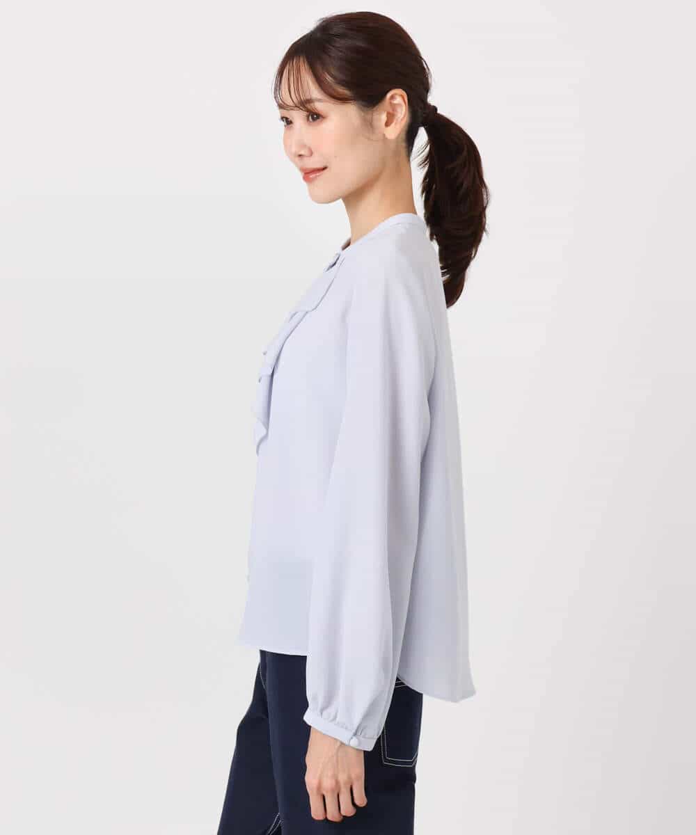 FKBFD68150 MK MICHEL KLEIN(MK ミッシェルクラン) ラッフルフリルブラウス/洗える ライトブルー
