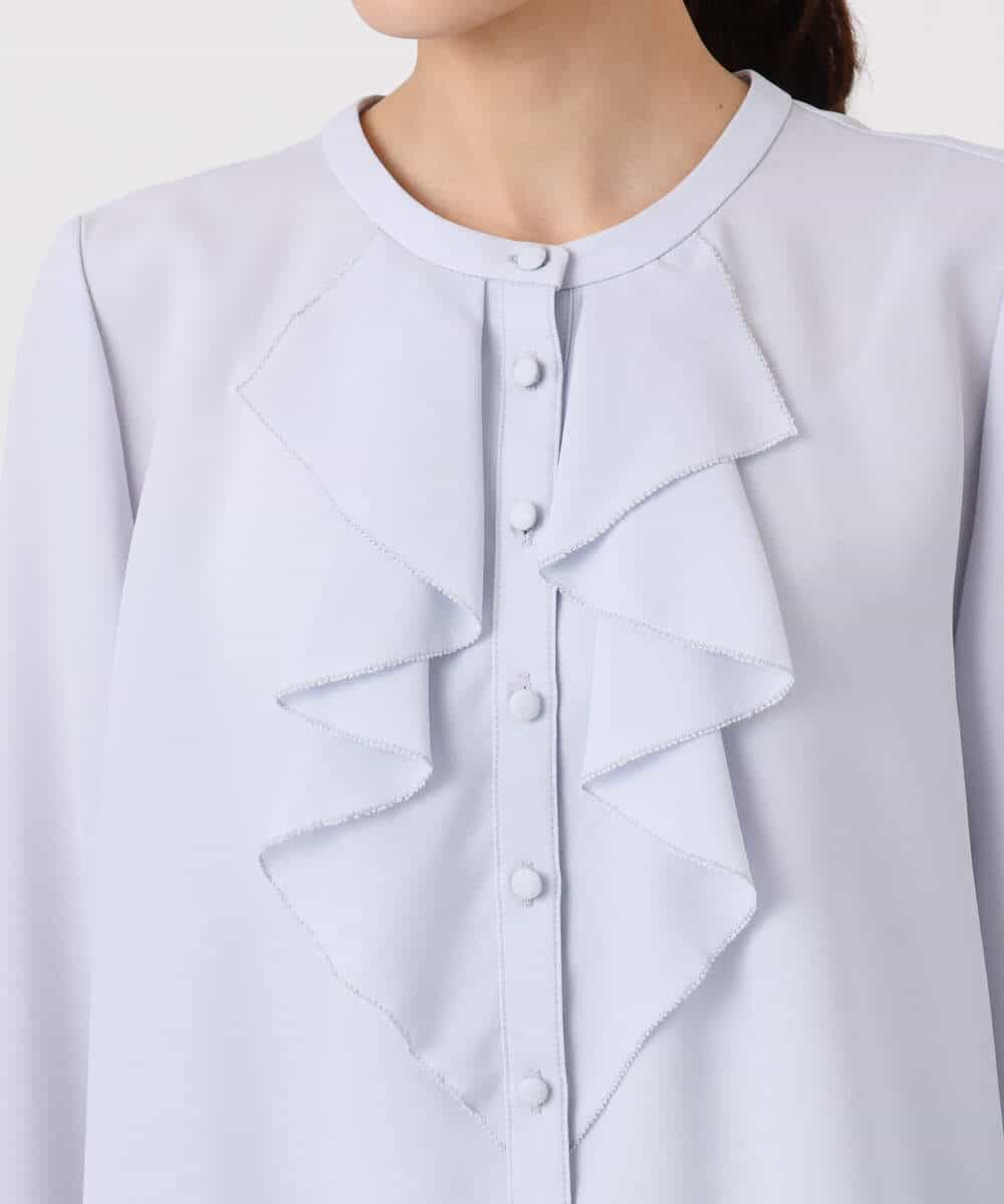 FKBFD68150 MK MICHEL KLEIN(MK ミッシェルクラン) ラッフルフリルブラウス/洗える ライトブルー