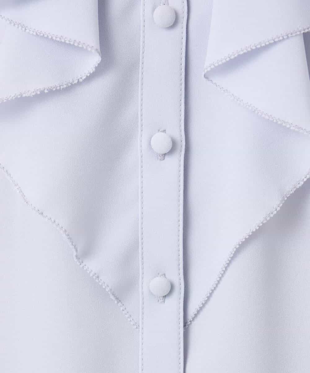 FKBFD68150 MK MICHEL KLEIN(MK ミッシェルクラン) ラッフルフリルブラウス/洗える ライトブルー