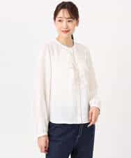 FKBFD68150 MK MICHEL KLEIN(MK ミッシェルクラン) ラッフルフリルブラウス/洗える ライトブルー