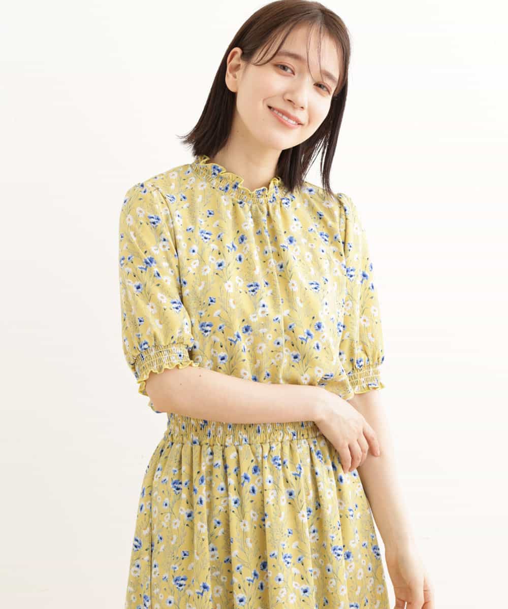 洗える シャーリングデザイン 小花柄ブラウス ブラウス シャツ Mk Michel Klein Mk ミッシェルクラン イトキンオンラインストア