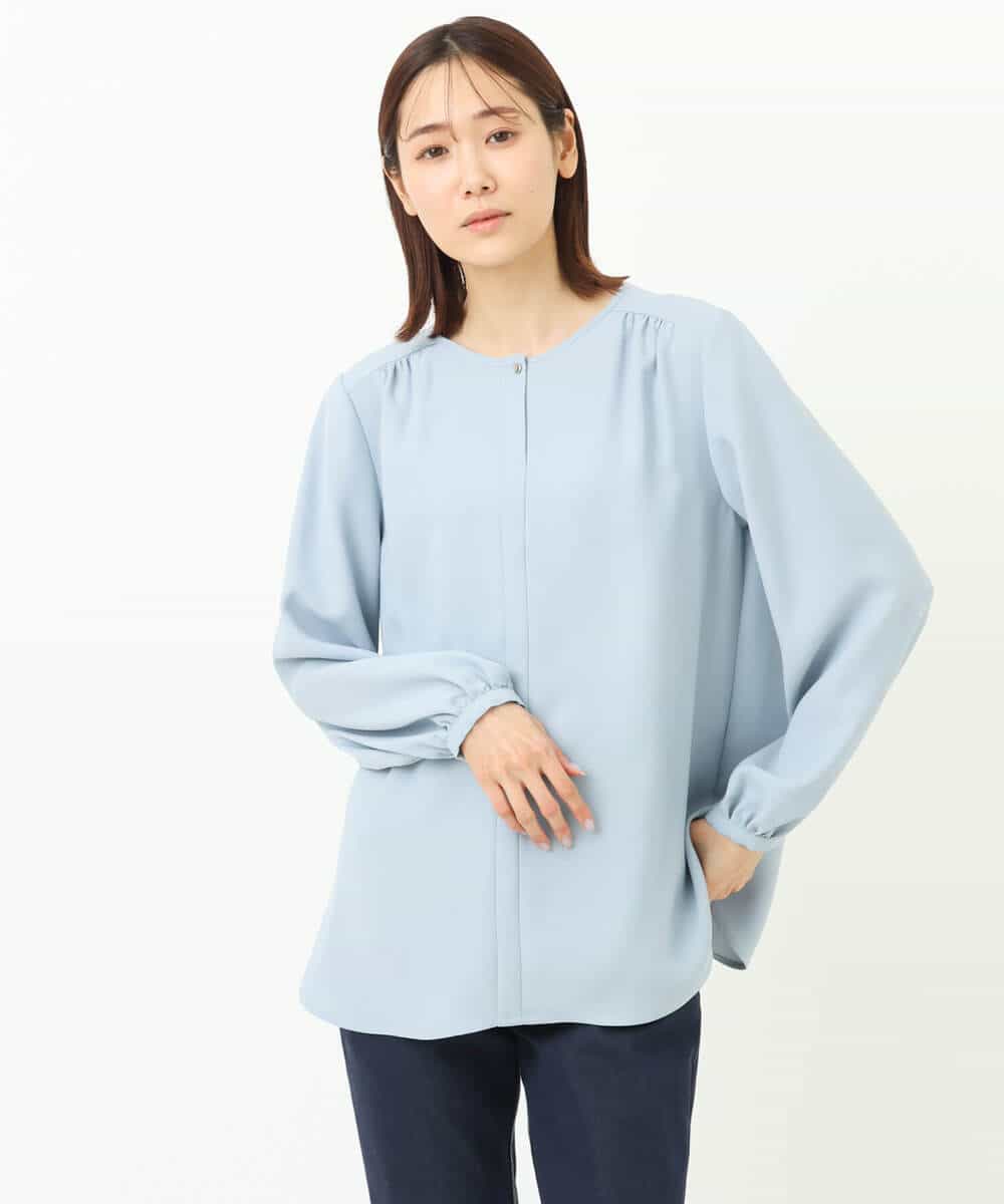 FKBFS03120 MK MICHEL KLEIN(MK ミッシェルクラン) 2wayジョーゼットブラウス/洗える/WEB限定 ライトブルー