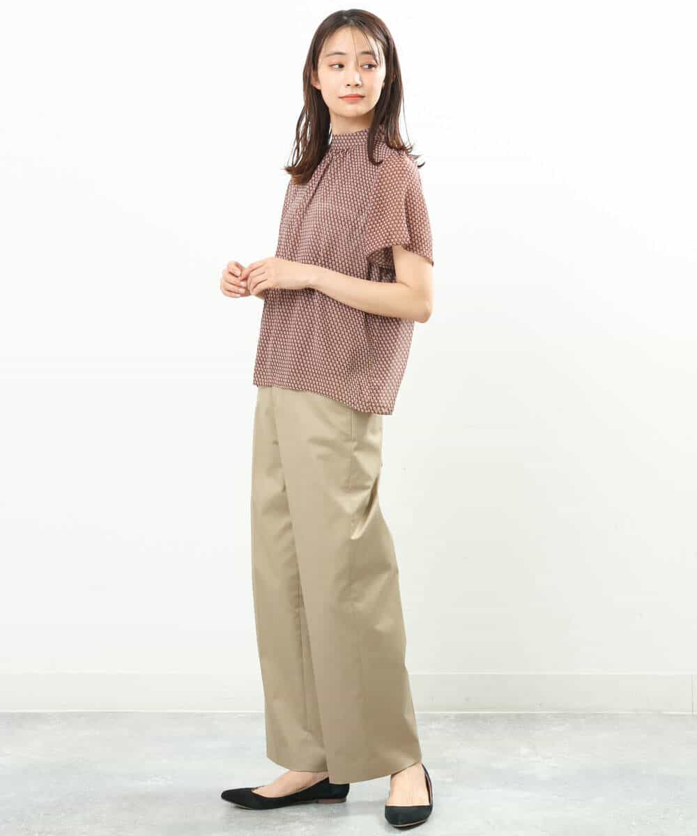 FKBFS05130 MK MICHEL KLEIN(MK ミッシェルクラン) 幾何学柄シフォンブラウス/洗える グリーン