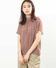 FKBFS05130 MK MICHEL KLEIN(MK ミッシェルクラン) 幾何学柄シフォンブラウス/洗える ブラウン