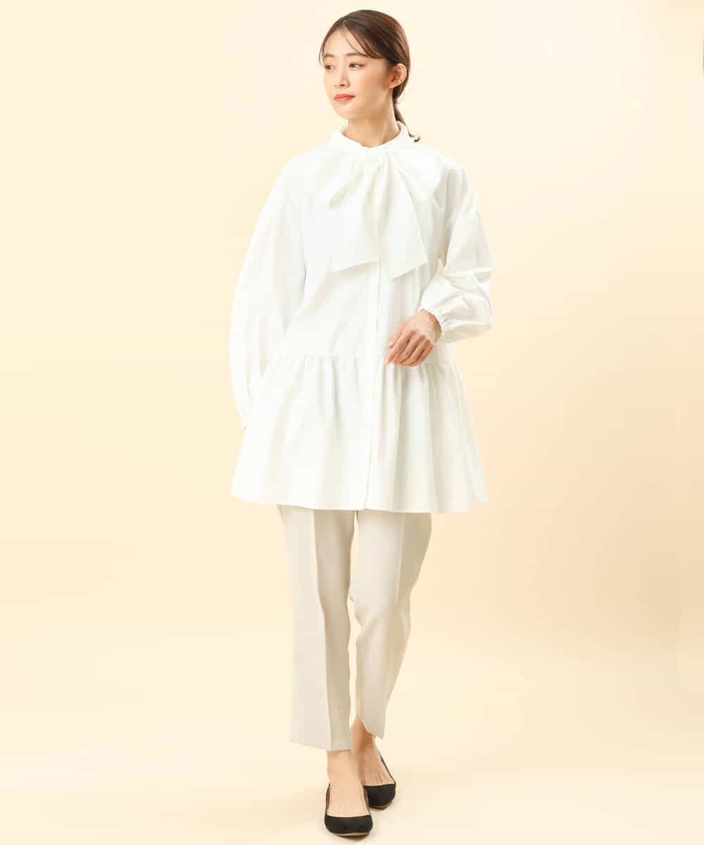 FKBFS20170 MK MICHEL KLEIN(MK ミッシェルクラン) ボウタイ付き2wayブラウス/洗える グレージュ
