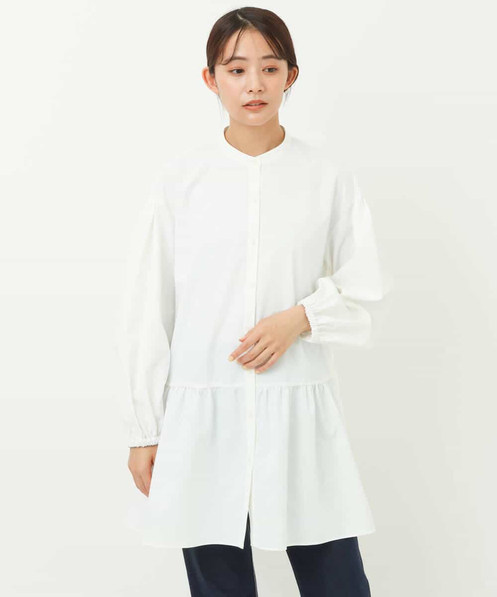 FKBFS20170 MK MICHEL KLEIN(MK ミッシェルクラン) ボウタイ付き2wayブラウス/洗える グレージュ
