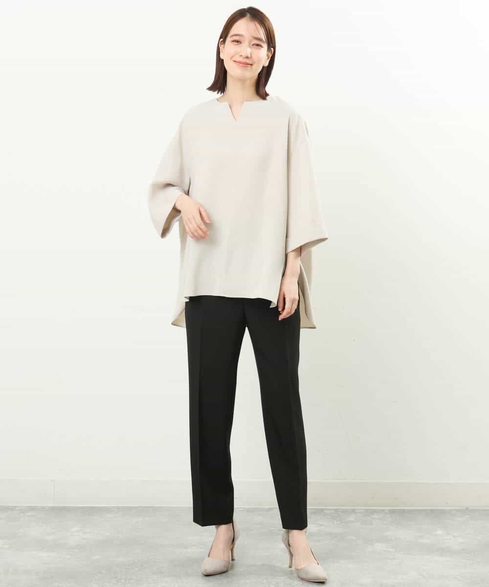 FKBFS34140 MK MICHEL KLEIN(MK ミッシェルクラン) ジョーゼットキーネックブラウス/洗える ライトブルー