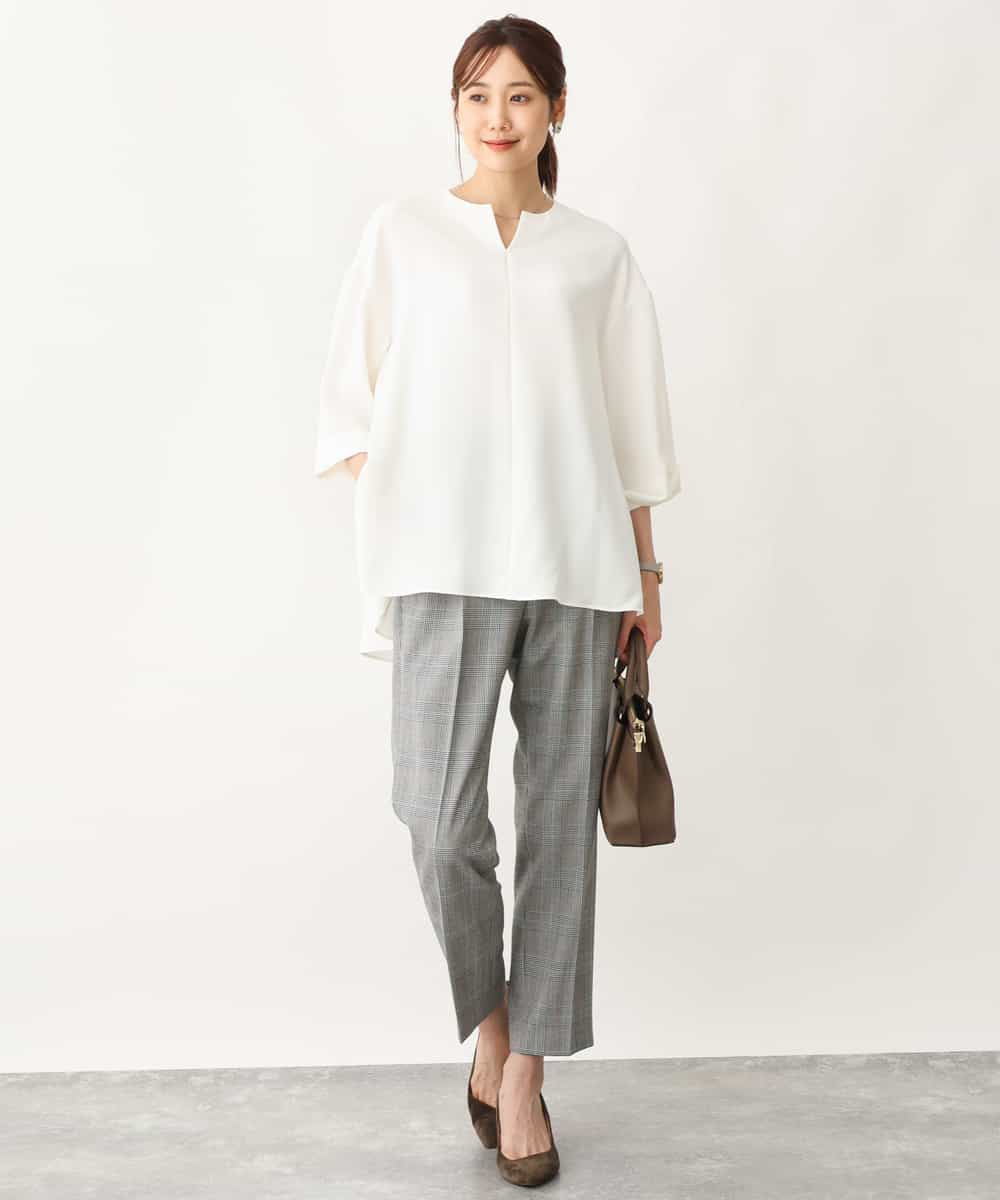 FKBFS34140 MK MICHEL KLEIN(MK ミッシェルクラン) ジョーゼットキーネックブラウス/洗える ライトブルー