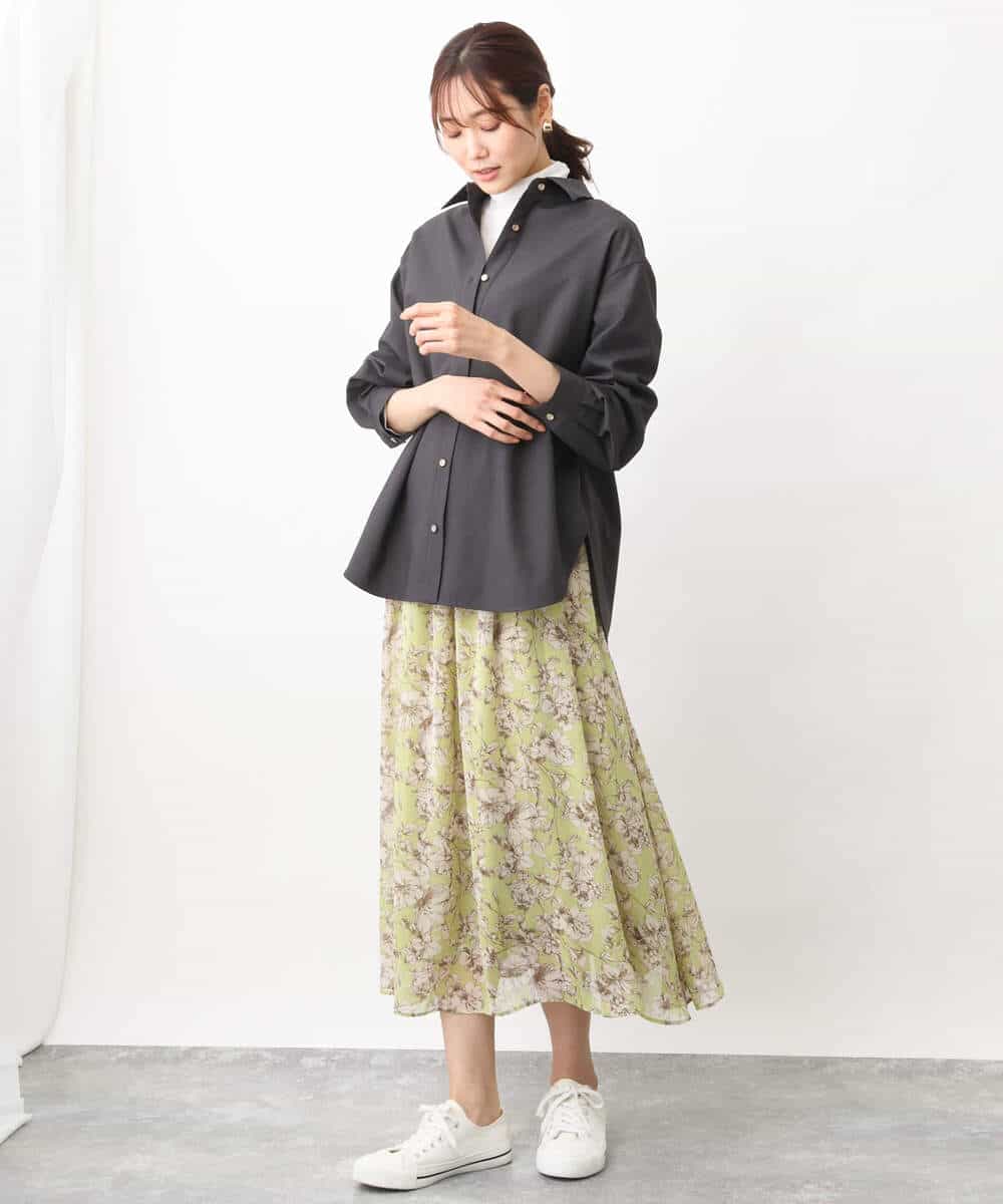 FKBFV14140 MK MICHEL KLEIN(MK ミッシェルクラン) バックフレアシルエットシャツブラウス/洗える ベージュ