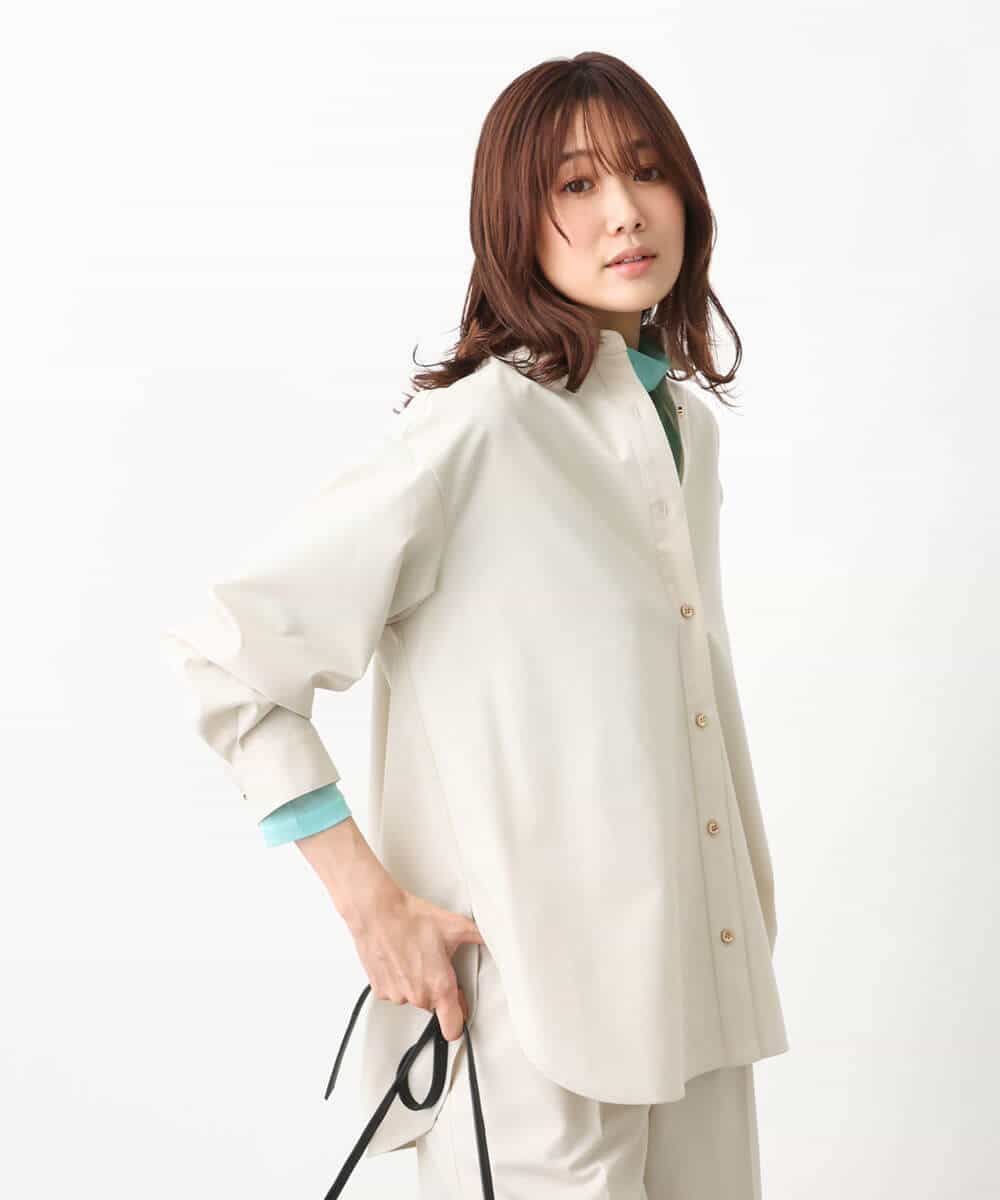 FKBFV14140 MK MICHEL KLEIN(MK ミッシェルクラン) バックフレアシルエットシャツブラウス/洗える ベージュ