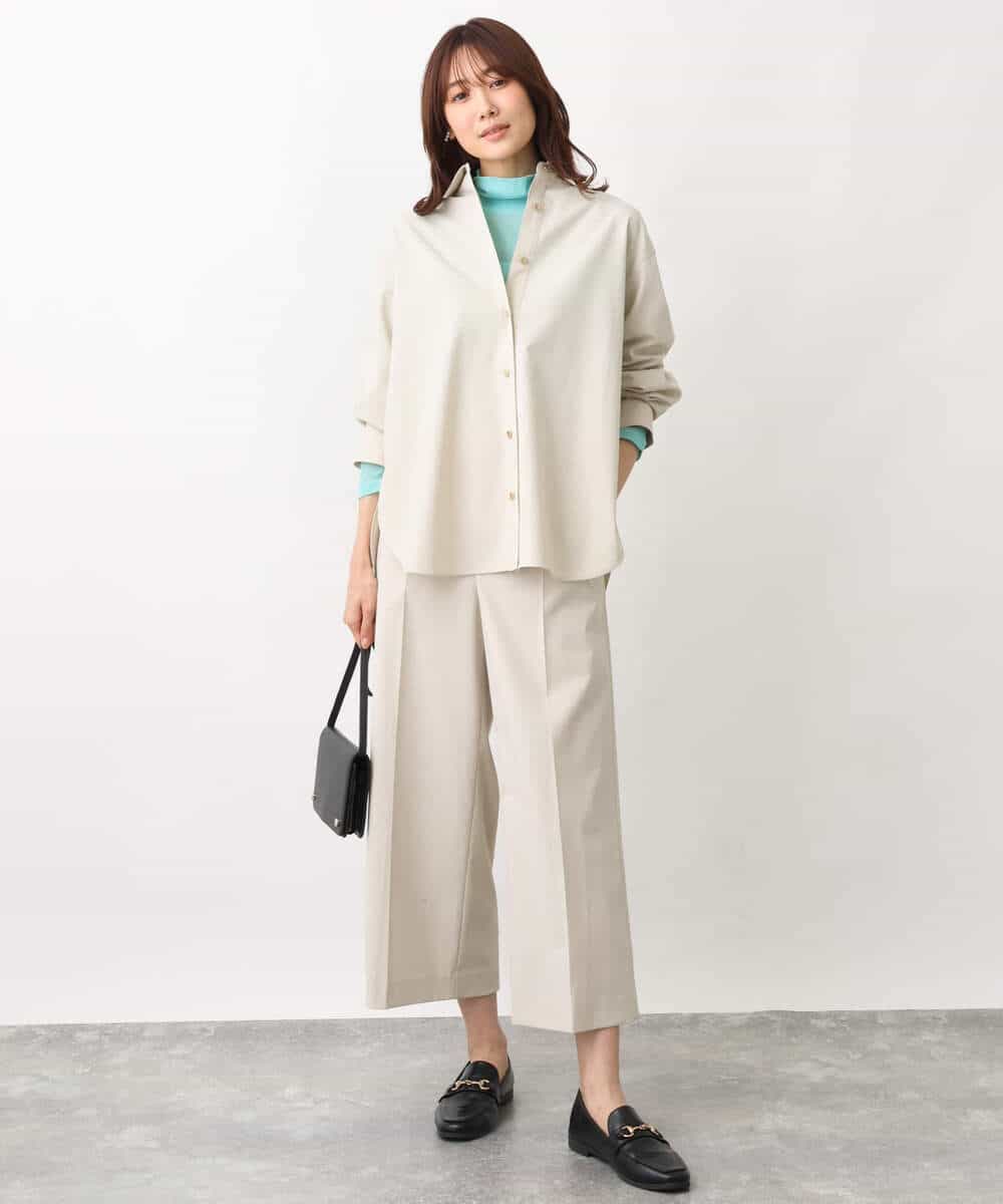 FKBFV14140 MK MICHEL KLEIN(MK ミッシェルクラン) バックフレアシルエットシャツブラウス/洗える ベージュ
