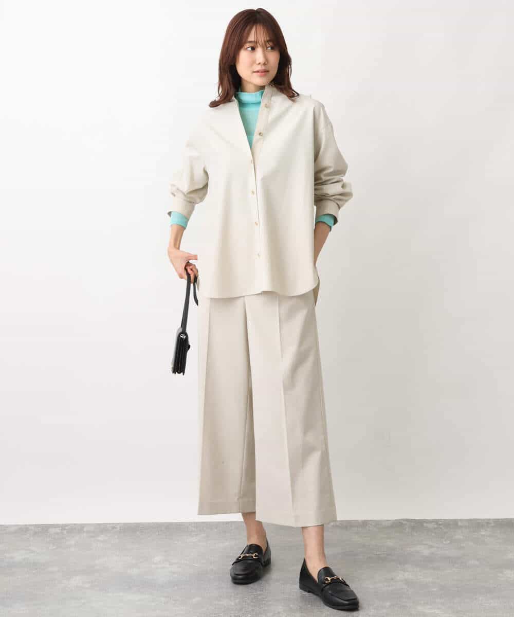 FKBFV14140 MK MICHEL KLEIN(MK ミッシェルクラン) バックフレアシルエットシャツブラウス/洗える ベージュ