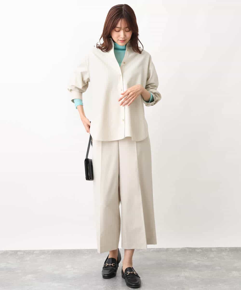 FKBFV14140 MK MICHEL KLEIN(MK ミッシェルクラン) バックフレアシルエットシャツブラウス/洗える ベージュ