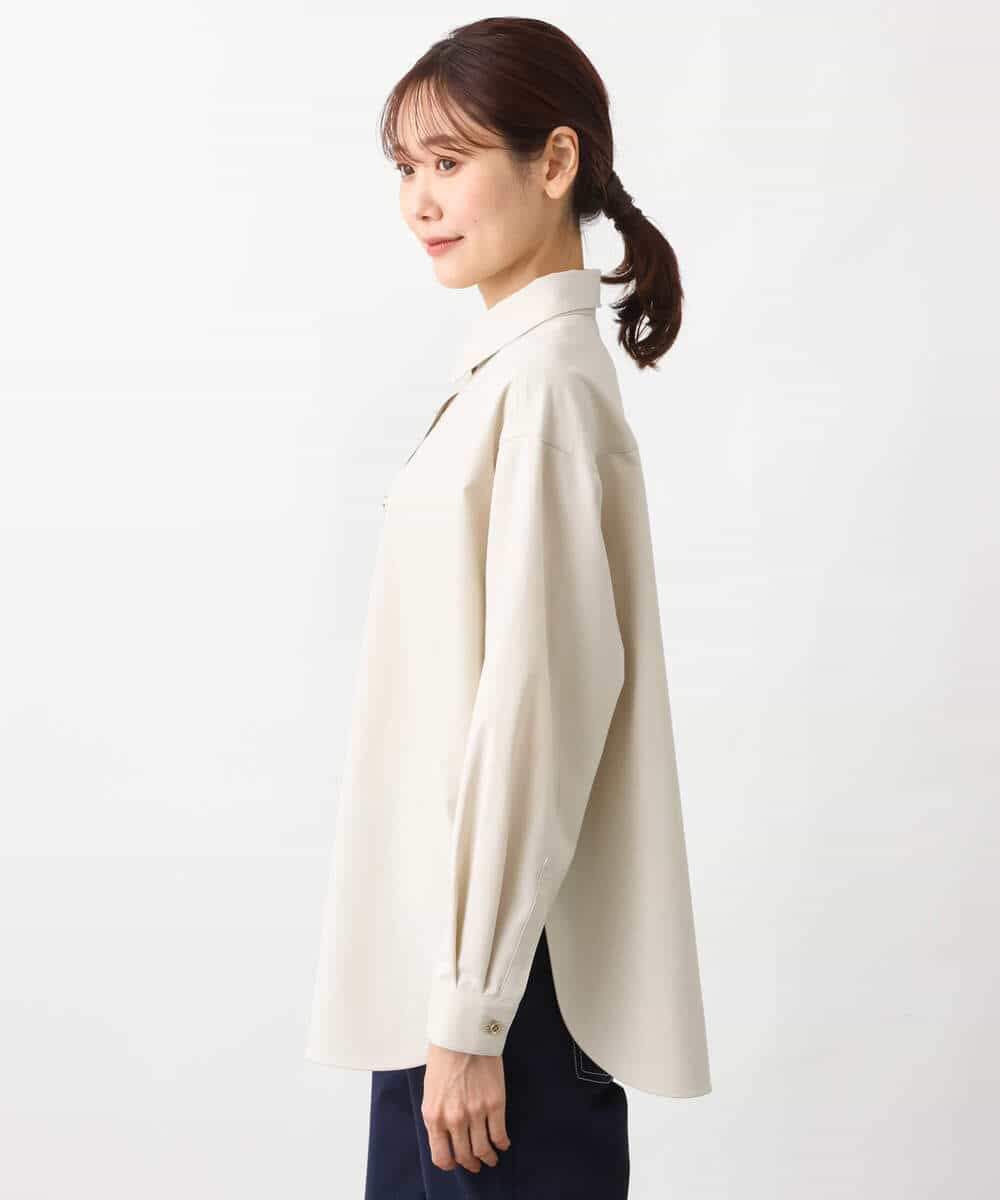 FKBFV14140 MK MICHEL KLEIN(MK ミッシェルクラン) バックフレアシルエットシャツブラウス/洗える ベージュ