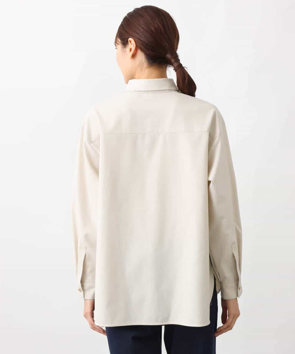 FKBFV14140 MK MICHEL KLEIN(MK ミッシェルクラン) バックフレアシルエットシャツブラウス/洗える ベージュ