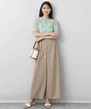 FKBGA04140 MK MICHEL KLEIN(MK ミッシェルクラン) フレアースリーブ花柄シフォンブラウス/洗える チャコール