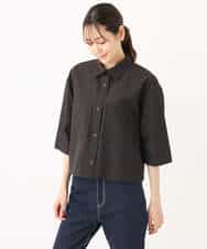 FKBGA44140 MK MICHEL KLEIN(MK ミッシェルクラン) コットンライククロップドシャツブラウス/洗える チャコール