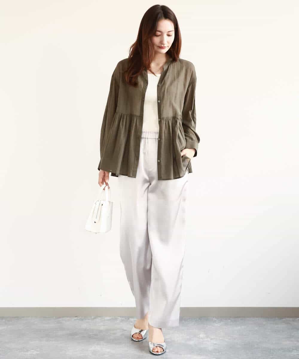 FKBGA47140 MK MICHEL KLEIN(MK ミッシェルクラン) コットンシフォンブラウス/洗える オレンジ