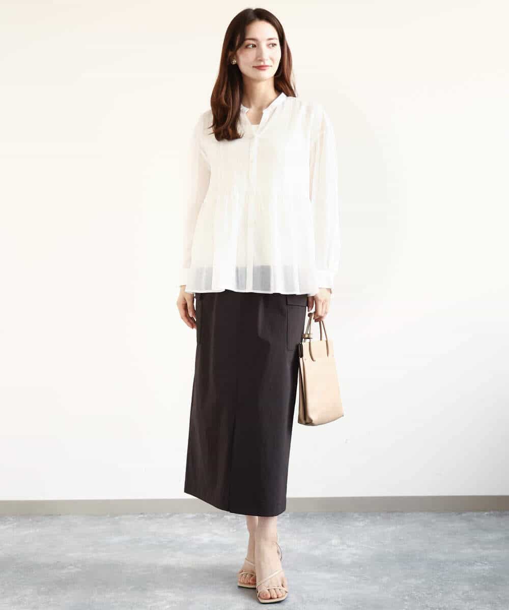 FKBGA47140 MK MICHEL KLEIN(MK ミッシェルクラン) コットンシフォンブラウス/洗える オレンジ