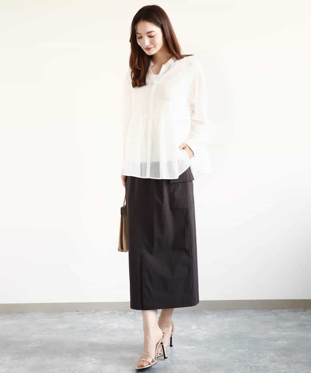 FKBGA47140 MK MICHEL KLEIN(MK ミッシェルクラン) コットンシフォンブラウス/洗える オレンジ