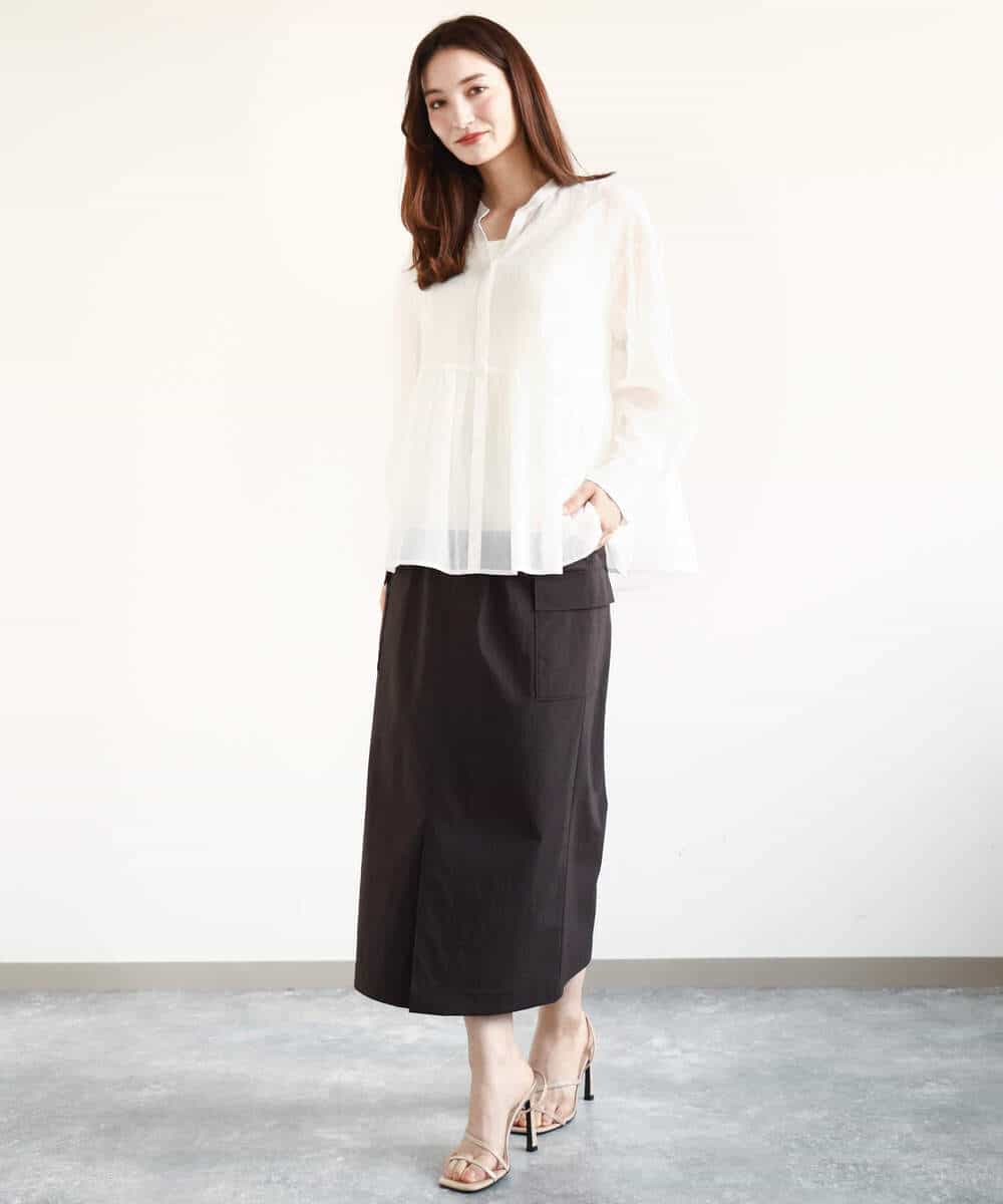 FKBGA47140 MK MICHEL KLEIN(MK ミッシェルクラン) コットンシフォンブラウス/洗える オレンジ