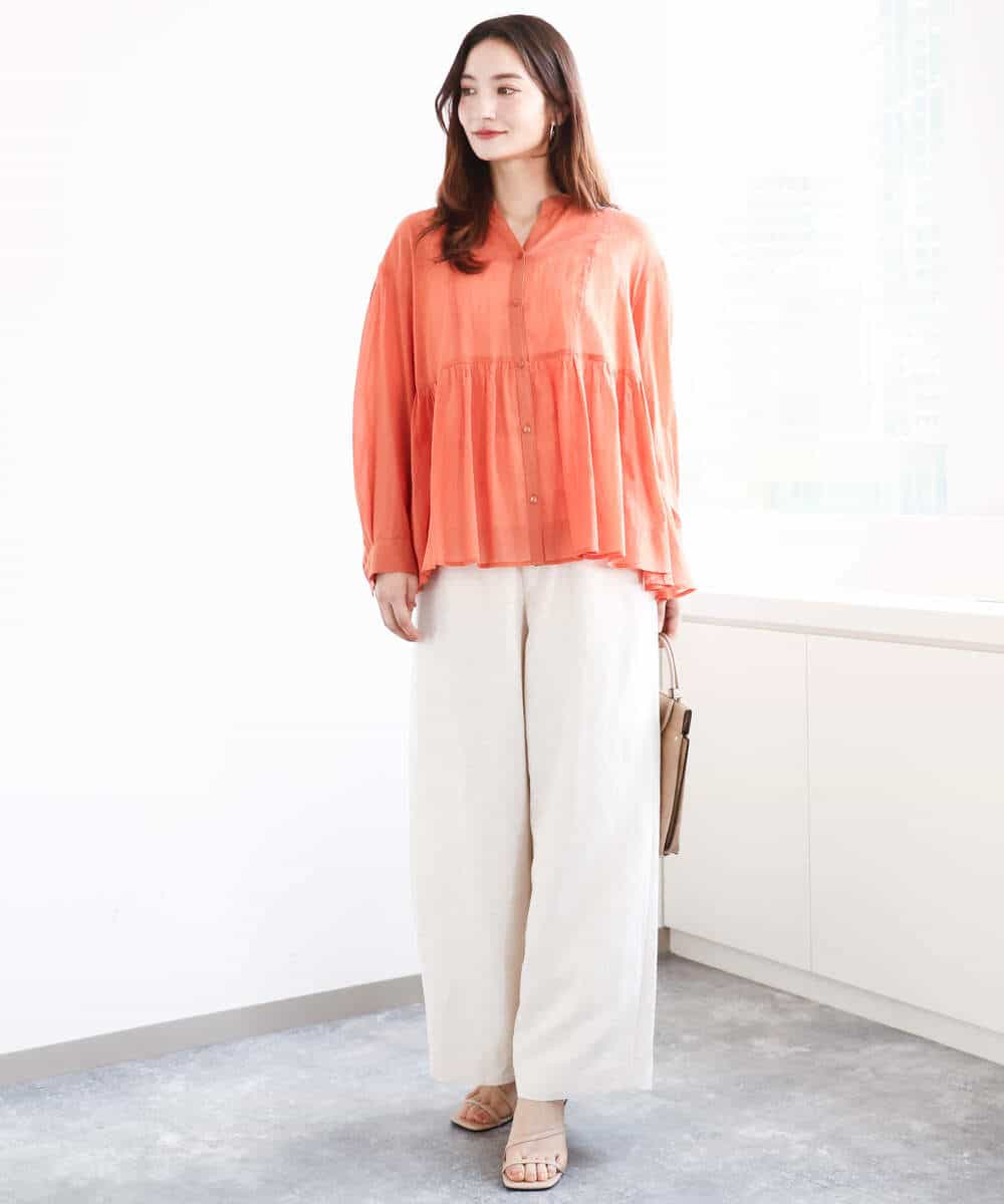 FKBGA47140 MK MICHEL KLEIN(MK ミッシェルクラン) コットンシフォンブラウス/洗える オレンジ