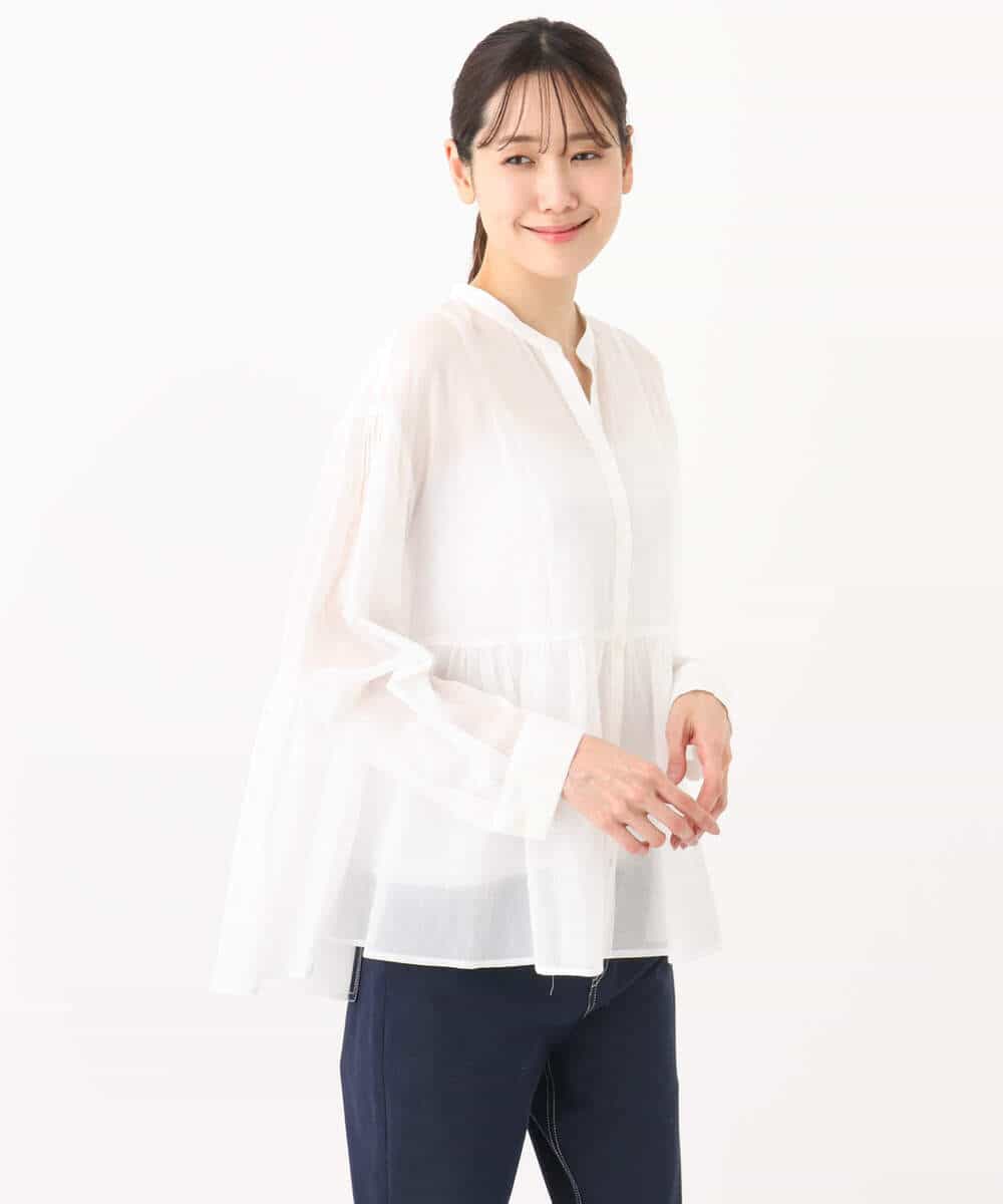 FKBGA47140 MK MICHEL KLEIN(MK ミッシェルクラン) コットンシフォンブラウス/洗える オレンジ
