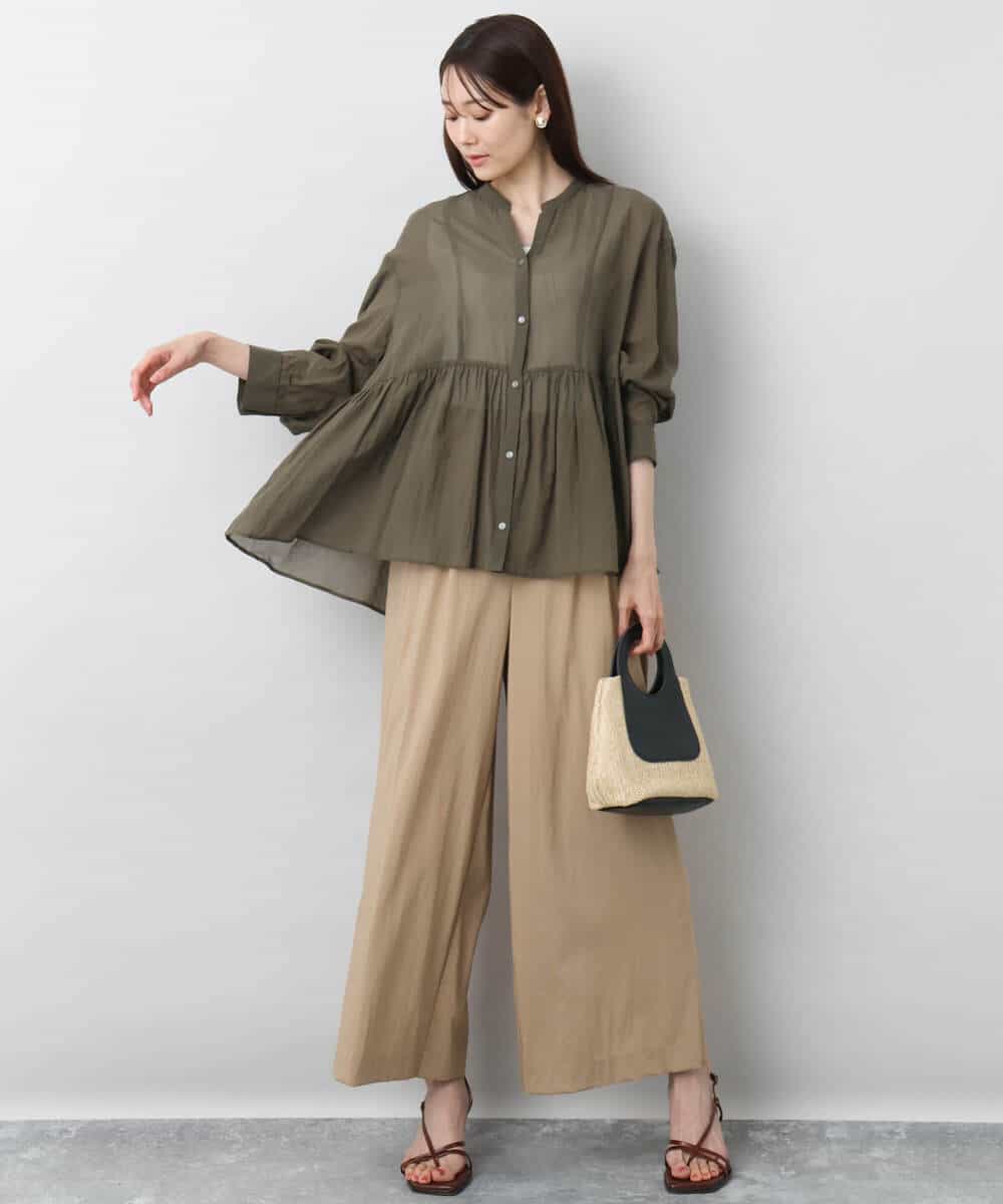 FKBGA47140 MK MICHEL KLEIN(MK ミッシェルクラン) コットンシフォンブラウス/洗える オレンジ