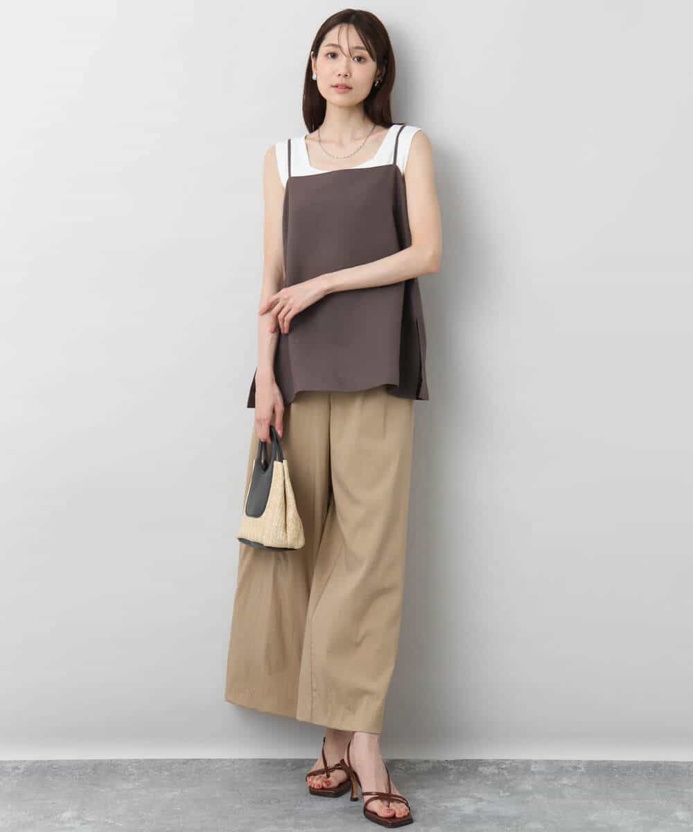 FKBGA49120 MK MICHEL KLEIN(MK ミッシェルクラン) リネン混キャミビスチェ/洗える モカブラウン