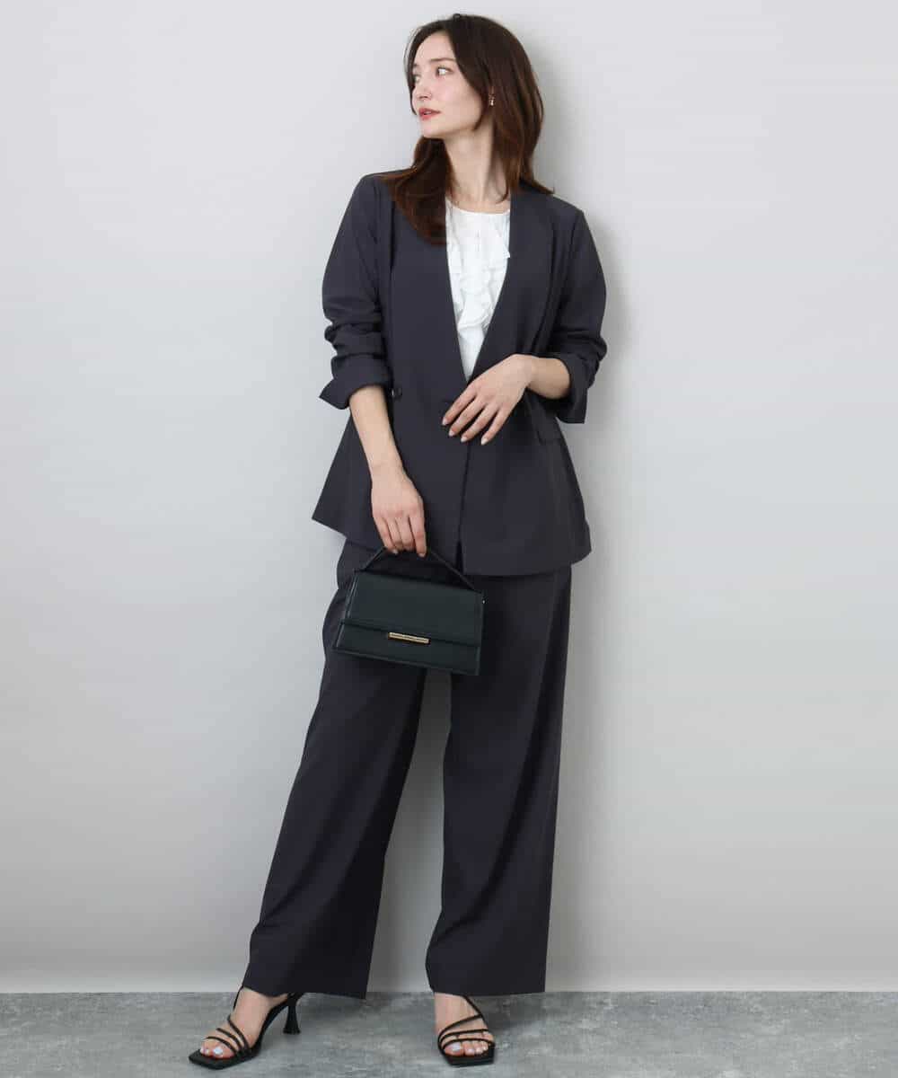 FKBGA54150 MK MICHEL KLEIN(MK ミッシェルクラン) フリルディティールジョーゼットブラウス/洗える オレンジピーチ