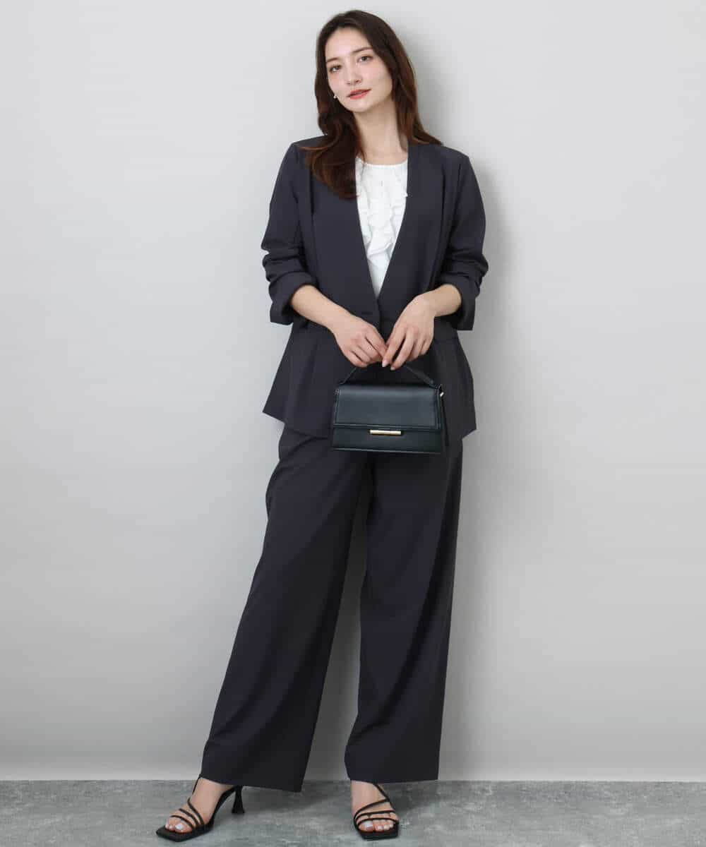 FKBGA54150 MK MICHEL KLEIN(MK ミッシェルクラン) フリルディティールジョーゼットブラウス/洗える オレンジピーチ