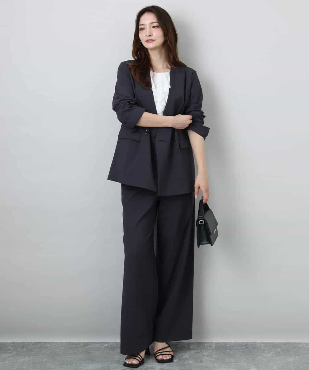 FKBGA54150 MK MICHEL KLEIN(MK ミッシェルクラン) フリルディティールジョーゼットブラウス/洗える オレンジピーチ